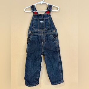 Oshkosh B’Gosh Denim Overalls with Red flannel lining Size 18 months